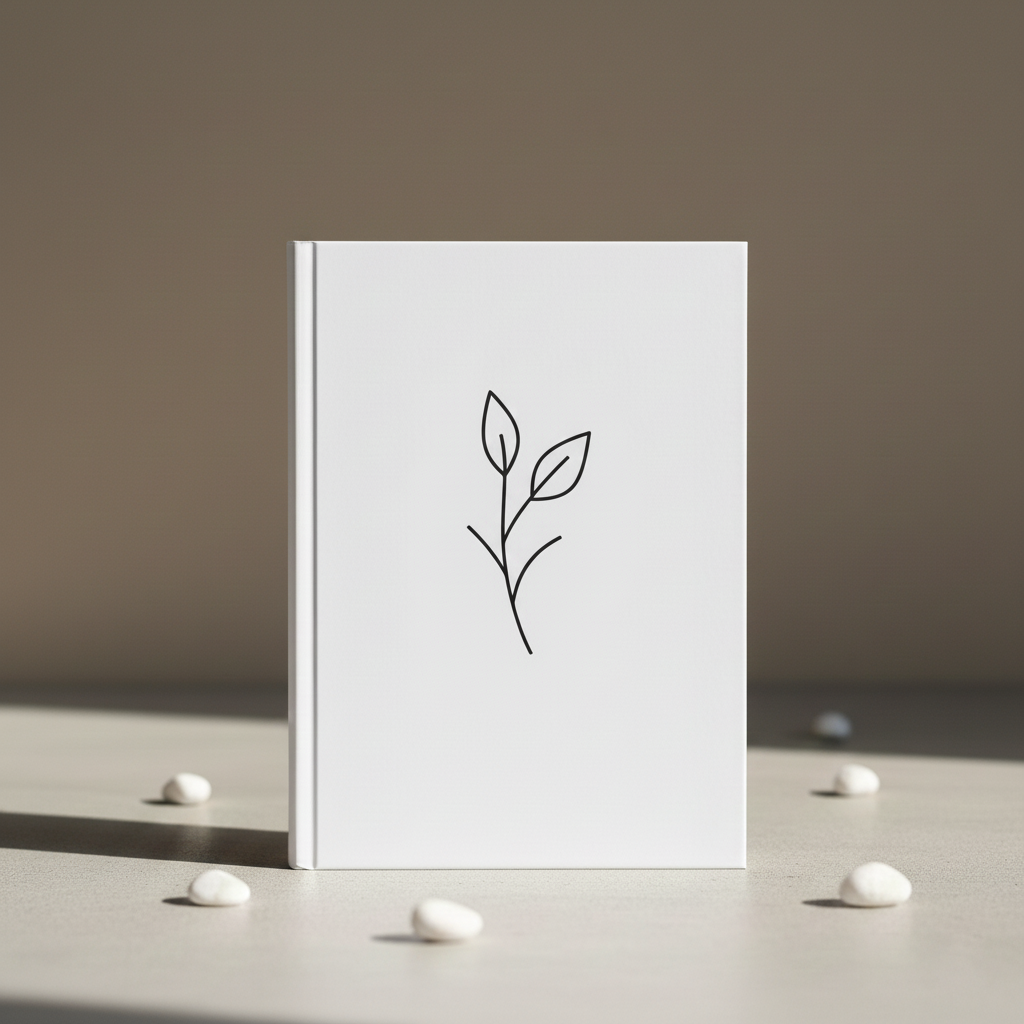 Minimalistin opas -kirja yksinkertaisella kannella